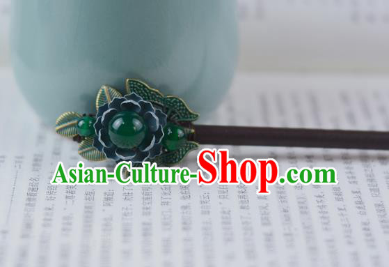 China Classical Cheongsam Green Bead Hairpin Traditional Hair Accessories Wood Hair Stick China Classical Cheongsam Green Bead Hairpin Traditional Hair Accessories Wood Hair Stick