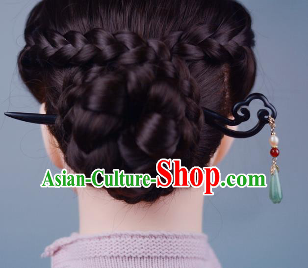 China Handmade Ebony Hairpin Traditional Hair Accessories Classical Cheongsam Jade Mangnolia Hair Stick China Handmade Ebony Hairpin Traditional Hair Accessories Classical Cheongsam Jade Mangnolia Hair Stick