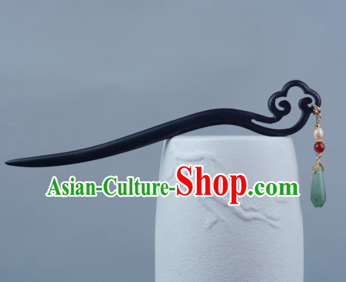 China Handmade Ebony Hairpin Traditional Hair Accessories Classical Cheongsam Jade Mangnolia Hair Stick China Handmade Ebony Hairpin Traditional Hair Accessories Classical Cheongsam Jade Mangnolia Hair Stick