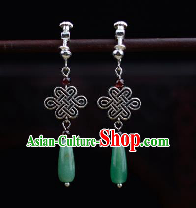 Chinese Classical Silver Earrings Traditional Jewelry Ornaments Handmade Jade Ear Accessories Chinese Classical Silver Earrings Traditional Jewelry Ornaments Handmade Jade Ear Accessories