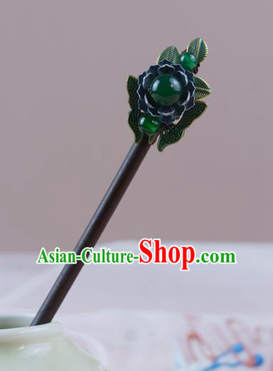 China Classical Cheongsam Green Bead Hairpin Traditional Hair Accessories Wood Hair Stick China Classical Cheongsam Green Bead Hairpin Traditional Hair Accessories Wood Hair Stick