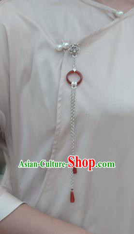 Chinese Traditional Agate Ring Accessories Cheongsam Brooch Jewelry Handmade Silver Carving Tassel Pendant Chinese Traditional Agate Ring Accessories Cheongsam Brooch Jewelry Handmade Silver Carving Tassel Pendant