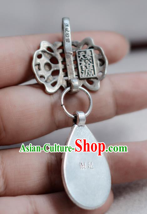 Chinese Traditional Jadeite Collar Accessories Cheongsam Brooch Jewelry Handmade Silver Breastpin Pendant