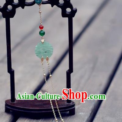Chinese Jade Tassel Pendant Handmade Breastpin Traditional Collar Accessories Cheongsam Blueing Brooch Jewelry
