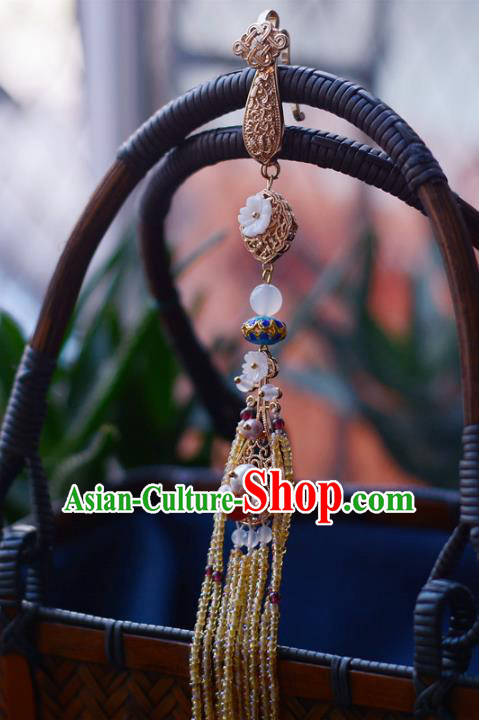 Chinese Traditional Collar Accessories Cheongsam Brooch Jewelry Yellow Beads Tassel Pendant Handmade Breastpin Chinese Traditional Collar Accessories Cheongsam Brooch Jewelry Yellow Beads Tassel Pendant Handmade Breastpin