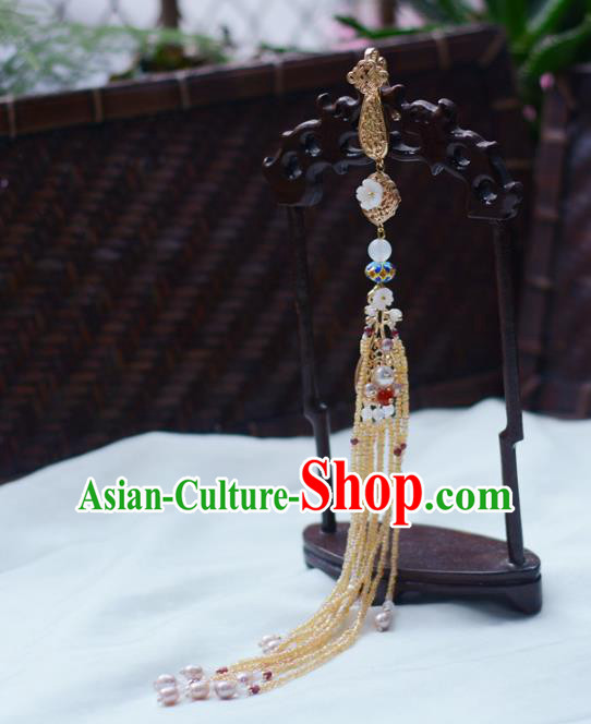 Chinese Traditional Collar Accessories Cheongsam Brooch Jewelry Yellow Beads Tassel Pendant Handmade Breastpin Chinese Traditional Collar Accessories Cheongsam Brooch Jewelry Yellow Beads Tassel Pendant Handmade Breastpin