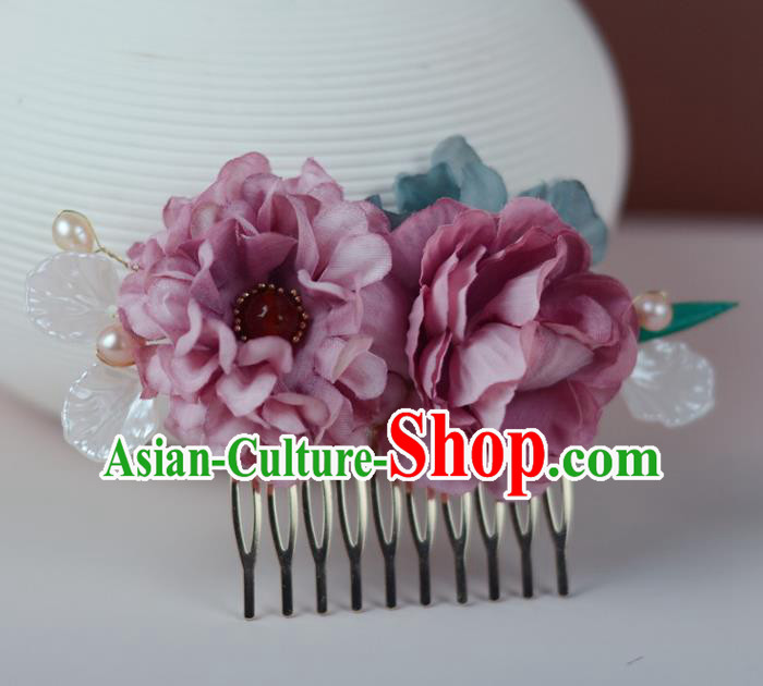 China Classical Cheongsam Lilac Silk Flowers Hair Comb Traditional Hair Accessories Hairpin China Classical Cheongsam Lilac Silk Flowers Hair Comb Traditional Hair Accessories Hairpin