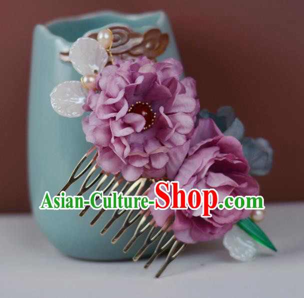 China Classical Cheongsam Lilac Silk Flowers Hair Comb Traditional Hair Accessories Hairpin China Classical Cheongsam Lilac Silk Flowers Hair Comb Traditional Hair Accessories Hairpin