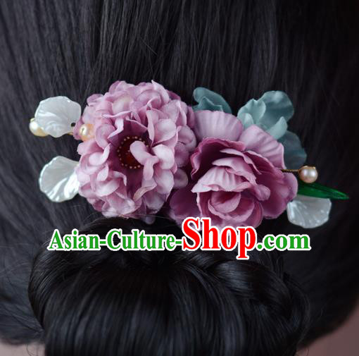 China Classical Cheongsam Lilac Silk Flowers Hair Comb Traditional Hair Accessories Hairpin China Classical Cheongsam Lilac Silk Flowers Hair Comb Traditional Hair Accessories Hairpin