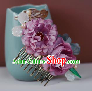 China Classical Cheongsam Lilac Silk Flowers Hair Comb Traditional Hair Accessories Hairpin China Classical Cheongsam Lilac Silk Flowers Hair Comb Traditional Hair Accessories Hairpin