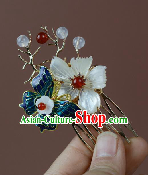 China Classical Cheongsam Shell Butterfly Hair Comb Traditional Hair Accessories Blueing Butterfly Hairpin China Classical Cheongsam Shell Butterfly Hair Comb Traditional Hair Accessories Blueing Butterfly Hairpin