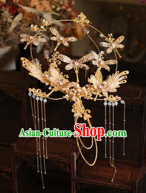 Chinese Traditional Wedding Accessories Handmade Bride Golden Round Fan Chinese Traditional Wedding Accessories Handmade Bride Golden Round Fan