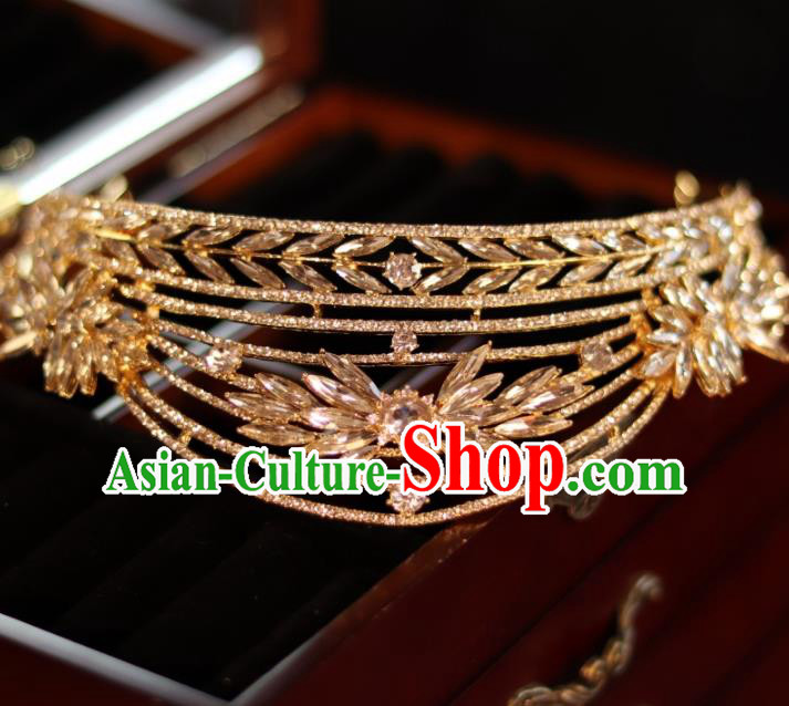 Top Bride Golden Jewelry Ornaments Handmade Princess Hair Accessories Wedding Crystal Royal Crown Top Bride Golden Jewelry Ornaments Handmade Princess Hair Accessories Wedding Crystal Royal Crown