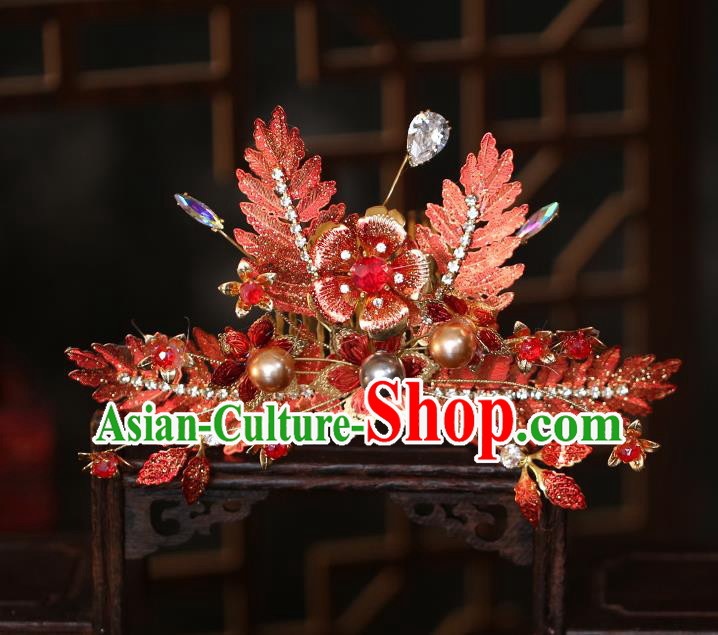 China Bride Hair Crown and Hairpins Tassel Hair Sticks Traditional Wedding Hair Accessories