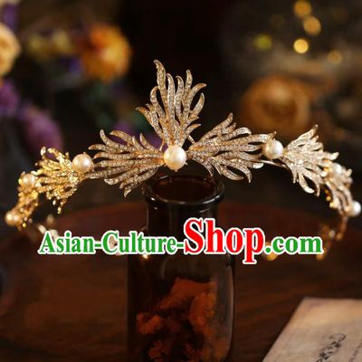 Top Grade Handmade Princess Hair Accessories Halloween Jewelry Ornaments Golden Royal Crown