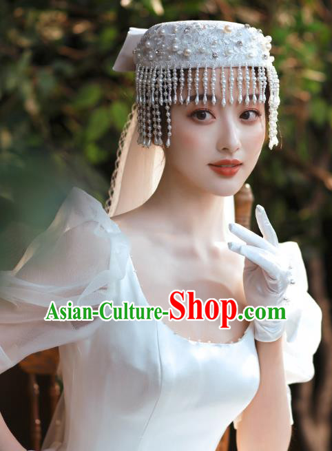 Top Grade French Bride Hair Accessories European Wedding Lace Hat Headwear Top Grade French Bride Hair Accessories European Wedding Lace Hat Headwear