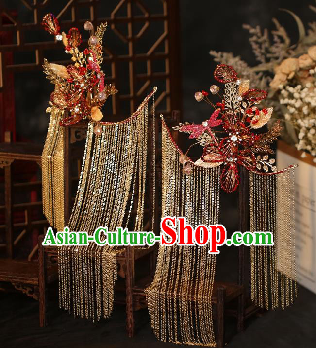 China Traditional Wedding Tassel Hairpins Bride Hair Accessories Hair Sticks China Traditional Wedding Tassel Hairpins Bride Hair Accessories Hair Sticks