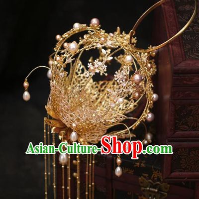 China Bride Accessories Golden Tassel Portable Lantern Traditional Wedding Prop