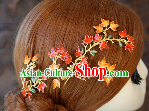 China Bride Maple Leaf Hair Stick Hair Accessories Traditional Wedding Xiuhe Suit Hairpins China Bride Maple Leaf Hair Stick Hair Accessories Traditional Wedding Xiuhe Suit Hairpins
