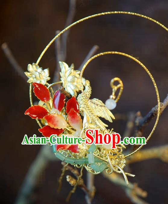 China Traditional Wedding Hair Crown and Tassel Hairpins Earrings Ancient Bride Hair Accessories China Traditional Wedding Hair Crown and Tassel Hairpins Earrings Ancient Bride Hair Accessories