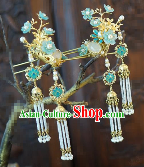 China Traditional Bride Tassel Hairpins Hair Sticks Wedding Xiuhe Suit Hair Accessories