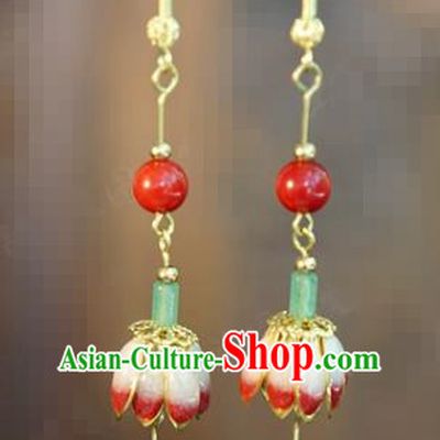 Top Grade Convallaria Ear Jewelry China Traditional Hanfu Accessories Ancient Bride Jade Earrings