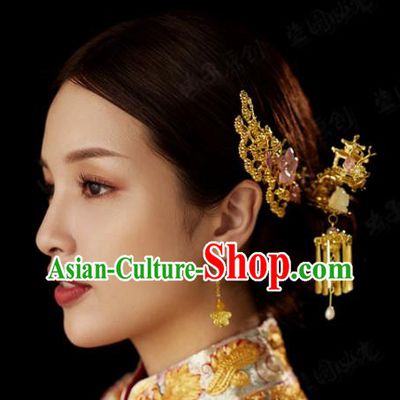 China Traditional Hanfu Shell Plum Hair Stick Xiuhe Suit Hair Accessories Wedding Bride Pine Hairpin