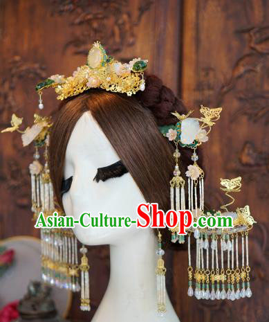 China Ancient Bride Hair Accessories Headwear Traditional Wedding Flowers Hair Crown and Hairpins China Ancient Bride Hair Accessories Headwear Traditional Wedding Flowers Hair Crown and Hairpins