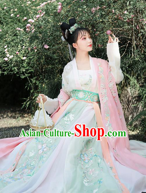 China Song Dynasty Palace Lady Embroidered Dress Ancient Princess Apparels Traditional Hanfu Clothing China Song Dynasty Palace Lady Embroidered Dress Ancient Princess Apparels Traditional Hanfu Clothing
