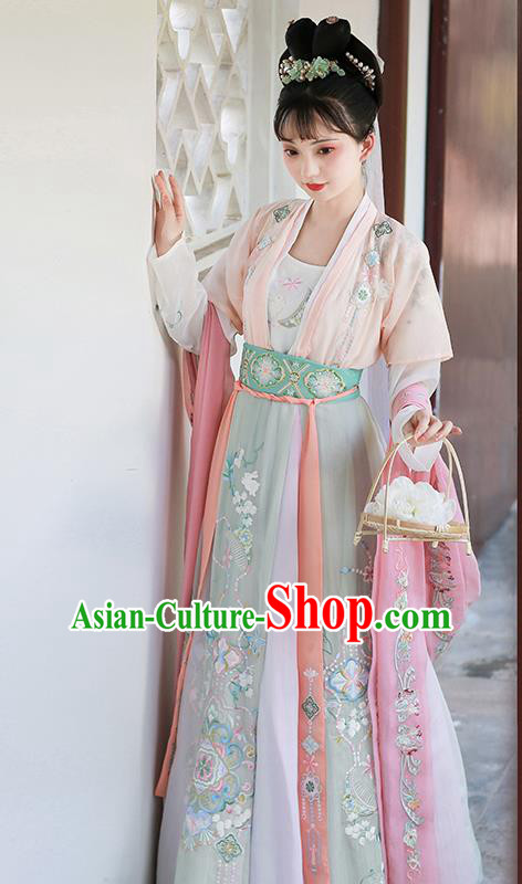 China Song Dynasty Palace Lady Embroidered Dress Ancient Princess Apparels Traditional Hanfu Clothing China Song Dynasty Palace Lady Embroidered Dress Ancient Princess Apparels Traditional Hanfu Clothing