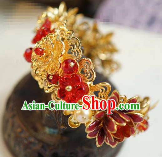 Chinese Handmade Wedding Bracelet Traditional Wedding Jewelry Accessories Ancient Bride Golden Bangle Chinese Handmade Wedding Bracelet Traditional Wedding Jewelry Accessories Ancient Bride Golden Bangle