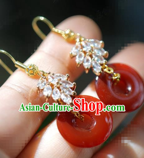 Top Grade Ancient Bride Agate Earrings China Traditional Hanfu Accessories Crystal Ear Jewelry Top Grade Ancient Bride Agate Earrings China Traditional Hanfu Accessories Crystal Ear Jewelry