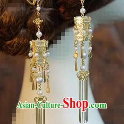 China Ancient Princess Tassel Step Shake Hair Sticks Traditional Xiuhe Suit Hair Jewelry Accessories Court Palace Lantern Hairpin