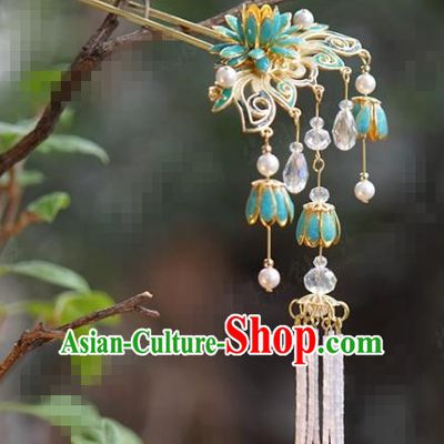 China Ancient Beads Tassel Hair Clip Traditional Xiuhe Suit Hair Jewelry Accessories Court Princess Convallaria Hairpin
