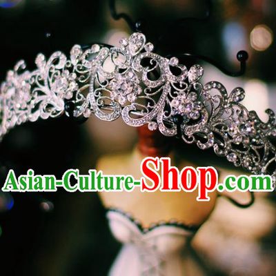 European Wedding Bride Hair Accessories Baroque Princess Retro Royal Crown Crystal Hair Clasp
