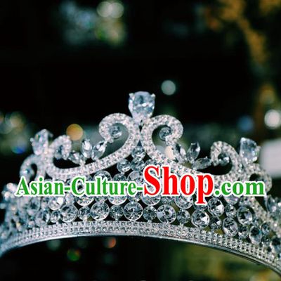 European Princess Zircon Hair Clasp Baroque Retro Royal Crown Handmade Wedding Bride Hair Accessories