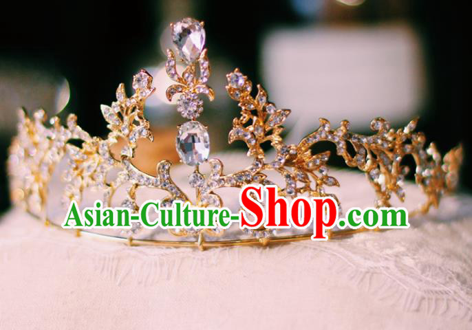 Handmade Baroque Bride Headwear European Wedding Golden Royal Crown Court Retro Hair Accessories