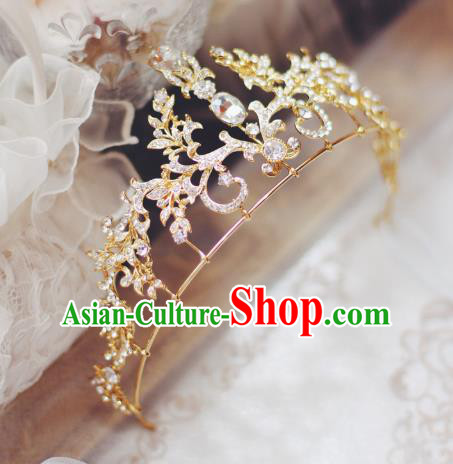 Handmade Baroque Bride Headwear European Wedding Golden Royal Crown Court Retro Hair Accessories