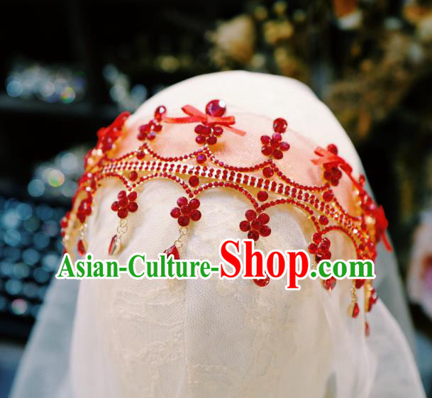 Handmade European Headband Baroque Bride Hair Accessories Wedding Red Crystal Royal Crown Handmade European Headband Baroque Bride Hair Accessories Wedding Red Crystal Royal Crown