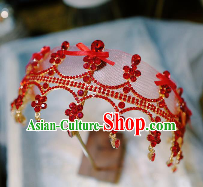 Handmade European Headband Baroque Bride Hair Accessories Wedding Red Crystal Royal Crown Handmade European Headband Baroque Bride Hair Accessories Wedding Red Crystal Royal Crown