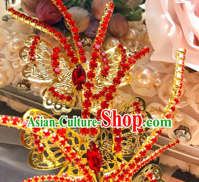 Chinese Bride Golden Butterfly Hair Comb Ancient Wedding Jewelry Accessories Traditional Hairpin Chinese Bride Golden Butterfly Hair Comb Ancient Wedding Jewelry Accessories Traditional Hairpin