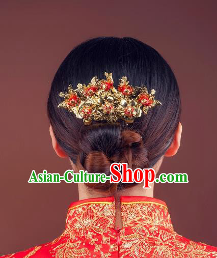 Chinese Ancient Wedding Jewelry Accessories Traditional Hairpin Bride Golden Butterfly Hair Comb Chinese Ancient Wedding Jewelry Accessories Traditional Hairpin Bride Golden Butterfly Hair Comb