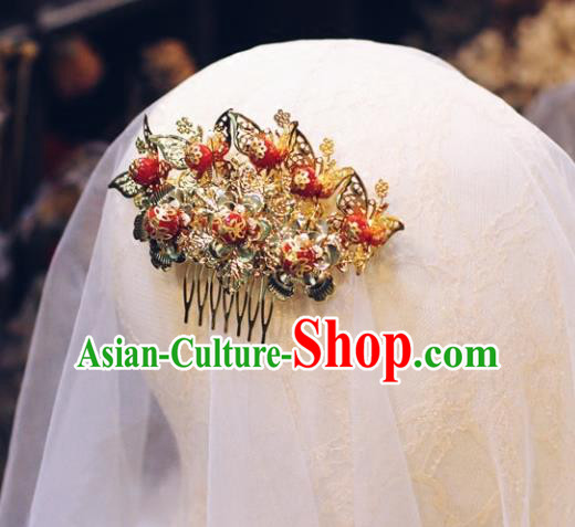 Chinese Ancient Wedding Jewelry Accessories Traditional Hairpin Bride Golden Butterfly Hair Comb Chinese Ancient Wedding Jewelry Accessories Traditional Hairpin Bride Golden Butterfly Hair Comb