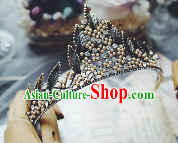 Handmade Baroque Bride Hair Accessories European Headband Wedding Black Leaf Royal Crown Handmade Baroque Bride Hair Accessories European Headband Wedding Black Leaf Royal Crown