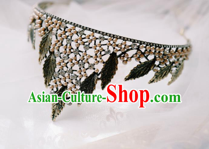 Handmade Baroque Bride Hair Accessories European Headband Wedding Black Leaf Royal Crown Handmade Baroque Bride Hair Accessories European Headband Wedding Black Leaf Royal Crown