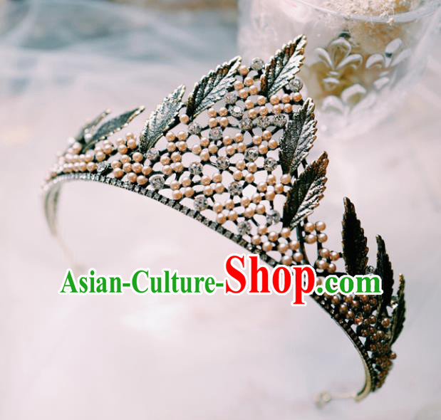 Handmade Baroque Bride Hair Accessories European Headband Wedding Black Leaf Royal Crown Handmade Baroque Bride Hair Accessories European Headband Wedding Black Leaf Royal Crown