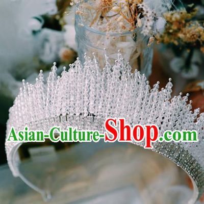 Handmade Wedding Beads Royal Crown Baroque Bride Hair Accessories European Headband
