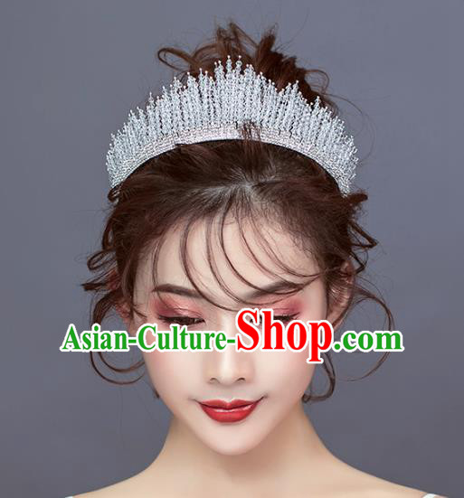 Handmade Wedding Beads Royal Crown Baroque Bride Hair Accessories European Headband