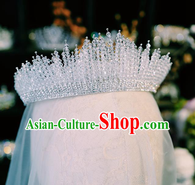 Handmade Wedding Beads Royal Crown Baroque Bride Hair Accessories European Headband