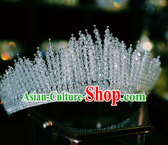 Handmade Wedding Beads Royal Crown Baroque Bride Hair Accessories European Headband
